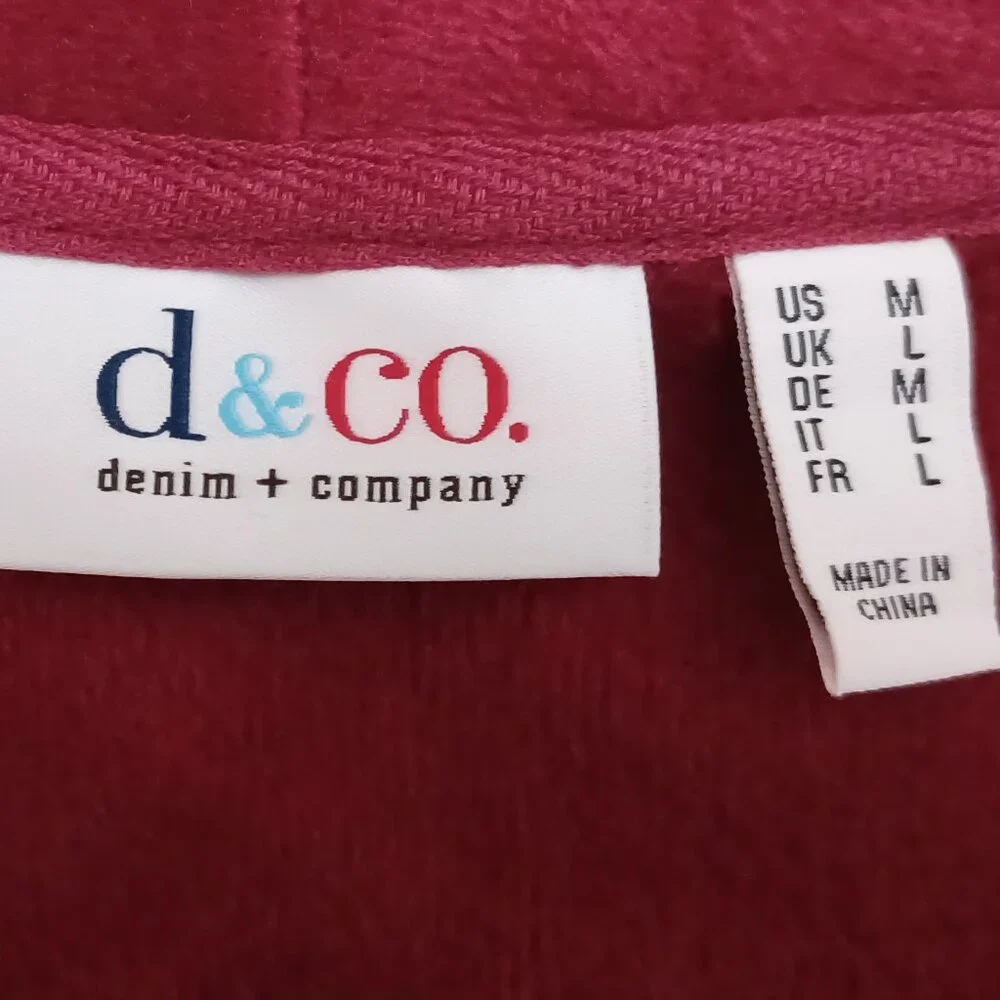 Women's D. & Co. Wine‎ Color Open Front Cardigan with Pockets Size Medium